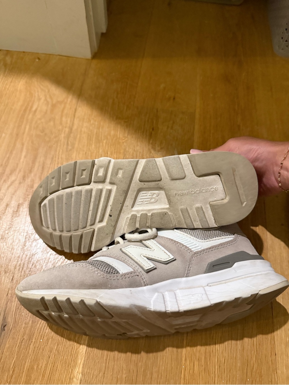 New Balance Kids Beige and White Lace-Up Sneakers
